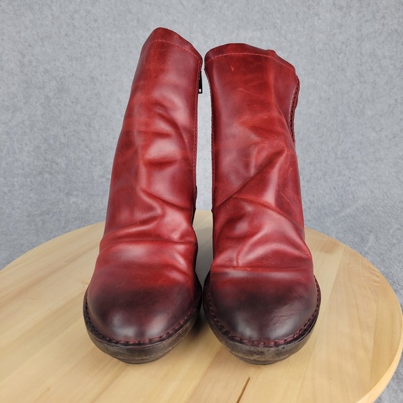 Fly London Simi Boots Wedge Womens Shaft Slip On Zip Red Merlot EU 39 9-9.5 - Picture 3 of 11